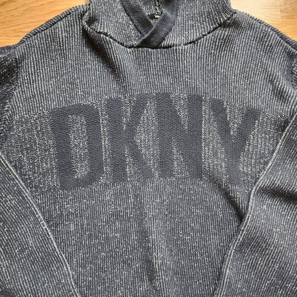 DKNY Jeans Hooded Sweater Mens Size 3XL Dark Blue Knit Pullover Heavy Warm - Picture 2 of 12